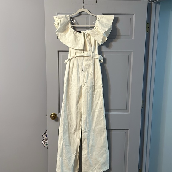 Flying Tomato Denim Cream Jumpsuit - Picture 5 of 7